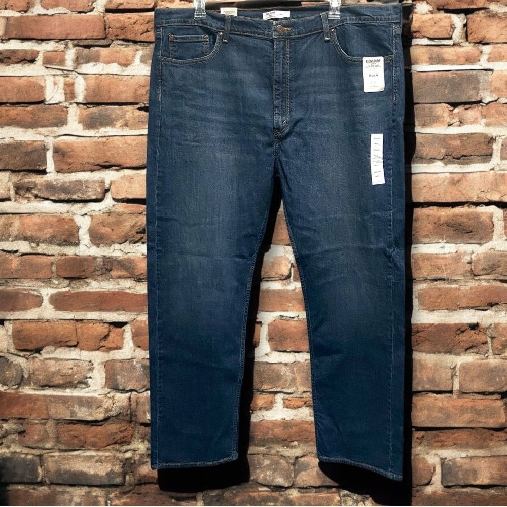 Signature by Levi Strauss Gold Label Mens Regular Fit Jeans Dark Wash 44x32 NEW